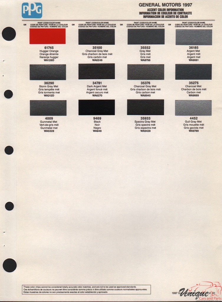 1997 General Motors Paint Charts PPG 14